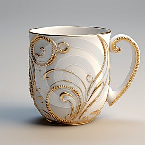 Golden Ornate Cup With Realistic Details - Unique 3d Design
