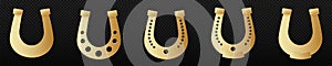 Golden ornate horseshoe. Curved talisman of good luck