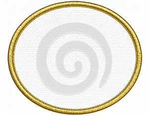 Golden Oval Frame with Detailed Embossed Texture on White Background