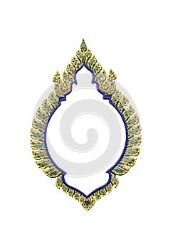 Golden oval frame on white