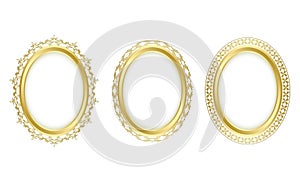 Golden oval frames - vector set