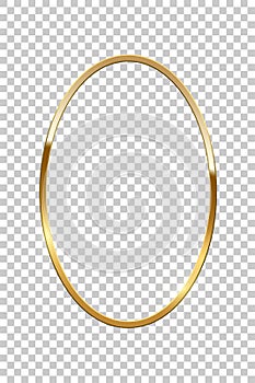 Golden oval isolated on transparent background. Vector golden frame.