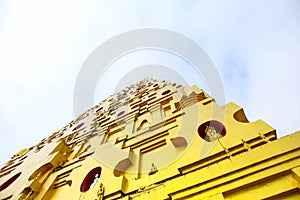 Golden pagoda of Bodhgaya Stupa or Phuthakaya Pagoda, Sangklaburi, Kanchanaburi, Thailand