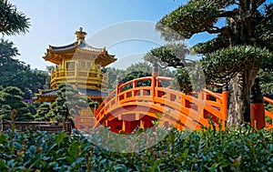 Golden Pagoda at the Chi Lin Nunnery, Kowloon, Hong`Kong.