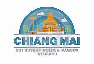 Golden Pagoda (DOI SUTHEP) of Chiang mai,Thailand Logo symbol