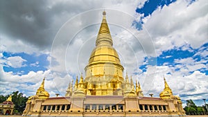 Golden Pagoda Sri Vieng Chai Of Lamphun, Thailand (pan shot)