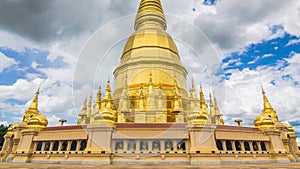 Golden Pagoda Sri Vieng Chai Of Lamphun, Thailand (zoom out)