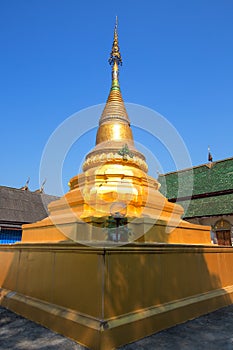 Golden Pagoda in the Thai Temple of the North of Thailand