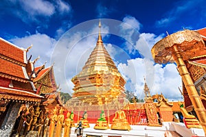 Golden pagoda at Wat Phra That Doi Suthep, Thailand