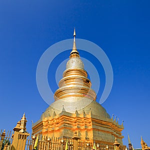 Golden Pagoda at Wat Phra That Hariphunchai in Lamphun province, Thailand