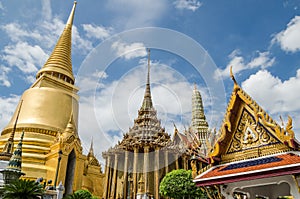 Golden pagoda at Wat Phra Kaew, Temple of the Emerald Buddha is famous temple in Bangkok, Thailand