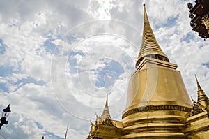 Golden pagoda at Wat Phra Kaew, Temple of the Emerald Buddha is famous temple in Bangkok, Thailand