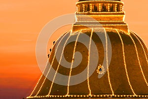 Golden pagoda Wat Phra Pathom Chedi at sunset