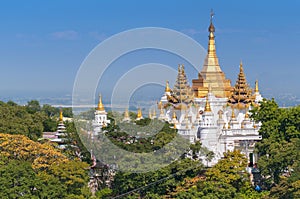 Golden pagodas is on Sagaing Hill, Myanmar. View frm the top of this hill, Myanmar photo