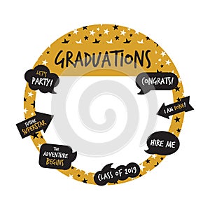 Golden party photo booth and graduation elements -vector