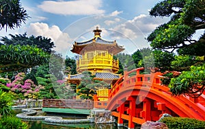 The Golden Pavilion of absolute perfection in Nan Lian Garden in Chi Lin Nunnery. photo