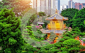 The Golden Pavilion of absolute perfection in Nan Lian Garden in Chi Lin Nunnery.