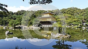 Golden Pavilion garden, Kinkakuji, Kyoto, Honshu Island, Japan