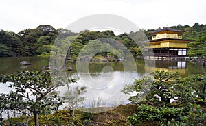 Golden Pavilion garden, Kinkakuji, Kyoto, Honshu Island, Japan