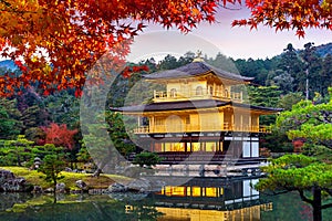 The Golden Pavilion. Kinkakuji Temple in autumn, Kyoto in Japan photo