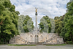 golden peace angel Friedensengel in Muenchen City Statue Munich fountain