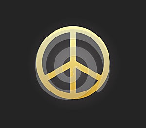 Golden peace sign. Isolated Vector Illustration