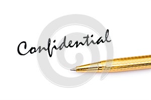 Golden pen and confidential