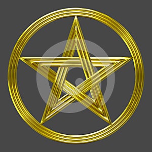 Golden pentacle isolated star coin symbol