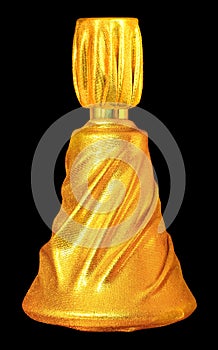 Golden perfume bottle .