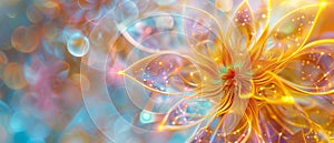 Golden Petals Abstract Artistry with Sacred Auric Geometry