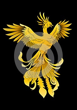 Golden phoenix oriental mystical beast