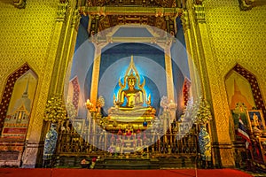 The golden Phra Buddha Chinnarat Wat Benjamabopit Dusitwanaram Bangkok Thailand photo