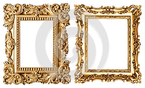 Golden picture frame baroque style. Vintage art object