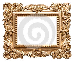 Golden picture frame baroque style. Vintage art object