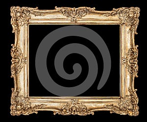 Golden picture frame black background clipping path