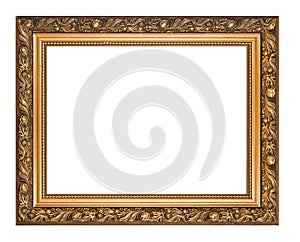Golden picture frame isolated