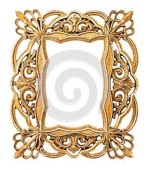 Golden picture frame. Vintage art object