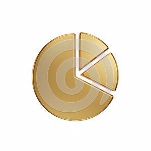 A golden pie chart with one segment separated from the main circle