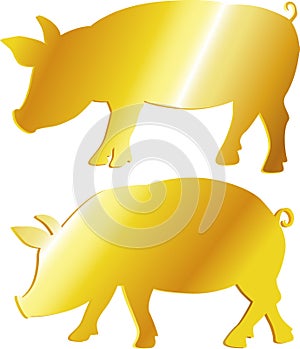 Golden pig symbol abundance, prosperity - vector