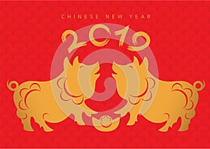 Golden pig with yuanbao for Chinese new year 2019