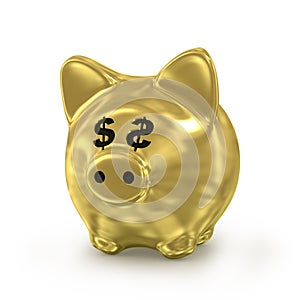 Golden piggy money bank