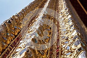 Golden pillar in The Temple of Emerald Buddha, Bangkok, Thailand