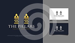 Golden Pillars Logo or Symbol, Suitable for Law Firm, Investment, or Real Estate Logo