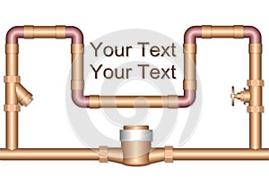 Golden pipe with valve, filter, flowmeter and text