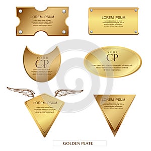 golden plate background and copy space,retro style and premium