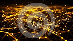 Golden Plexus Network: Futuristic Connection, Data Flow, Tech Innovation Backdrop