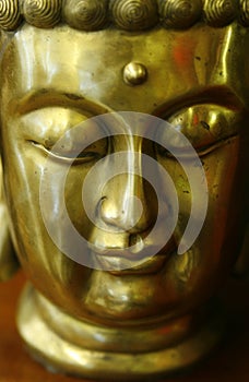 Golden portrait of holy buddha