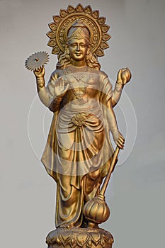 Golden Portrait of respected Hindu god at Railway Station of Haridwar, India