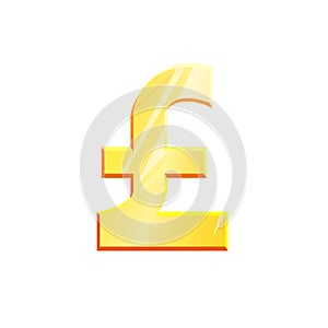 Golden pound sterling GBP symbol on white background. Finance investment concept. Exchange United Kingdom currency Money