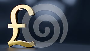 Golden Pound Symbol - 3D Rendering